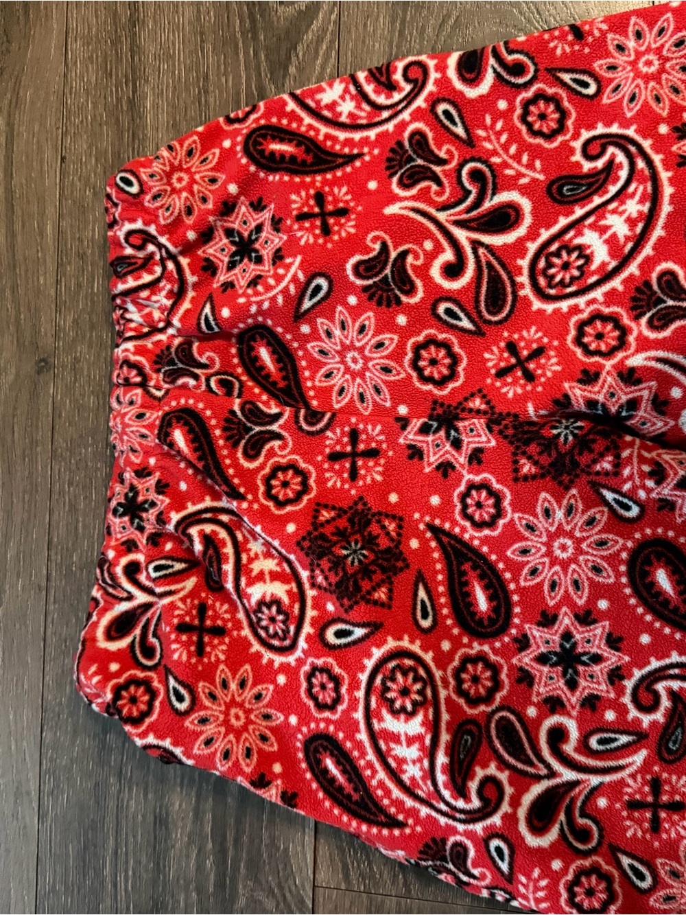 Red Paisley Lounge Shorts with Black & White Accents